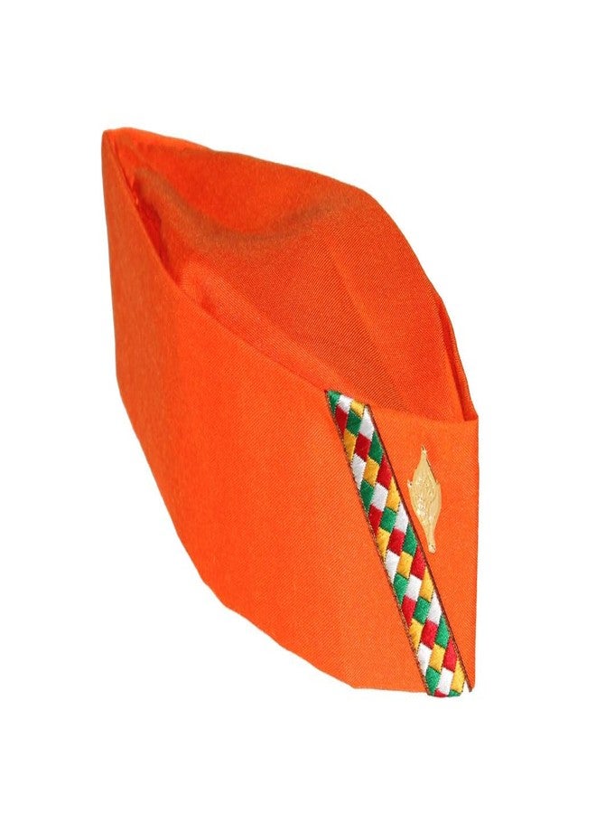 MIKONIKO Uttarakhand Pahadi Topi/Cap، Brahmakamal Uttarakhand Topi، قبعة هيماشالي (قطن برتقالي) - Image 5